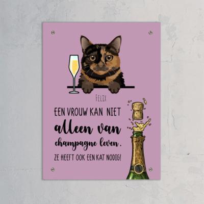 Champagne & Miau - Gepersonaliseerde deurbord