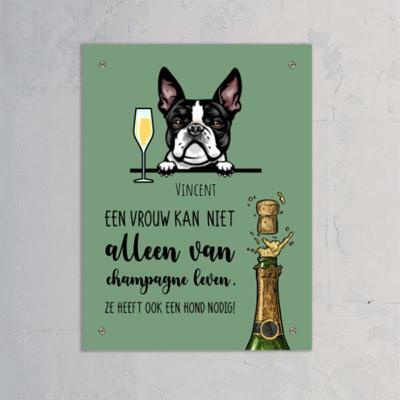 Champagne & Wuf - Gepersonaliseerde deurbord
