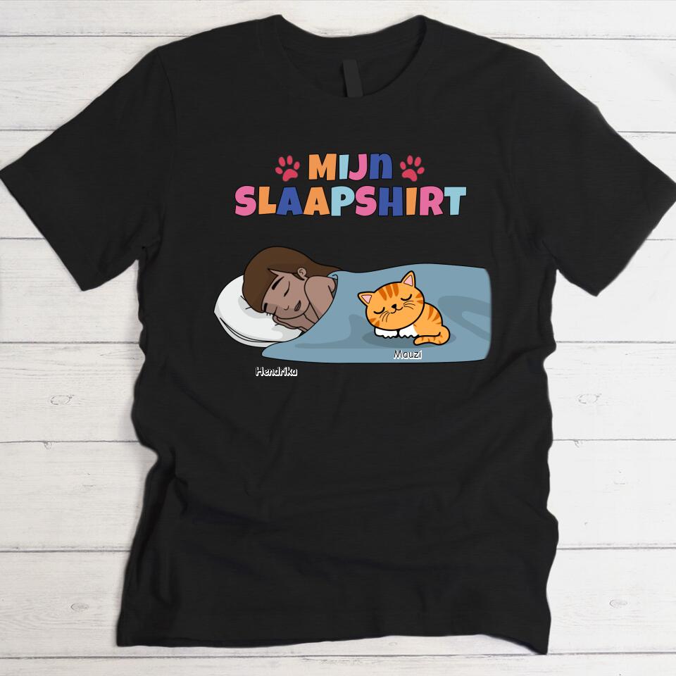 Mijn slaapshirt kattenmama - Gepersonaliseerde T-Shirt