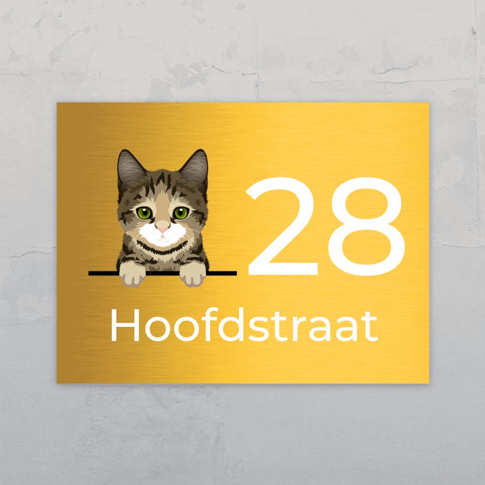 Spionerende katten en huisnummer - Gepersonaliseerd deurbord