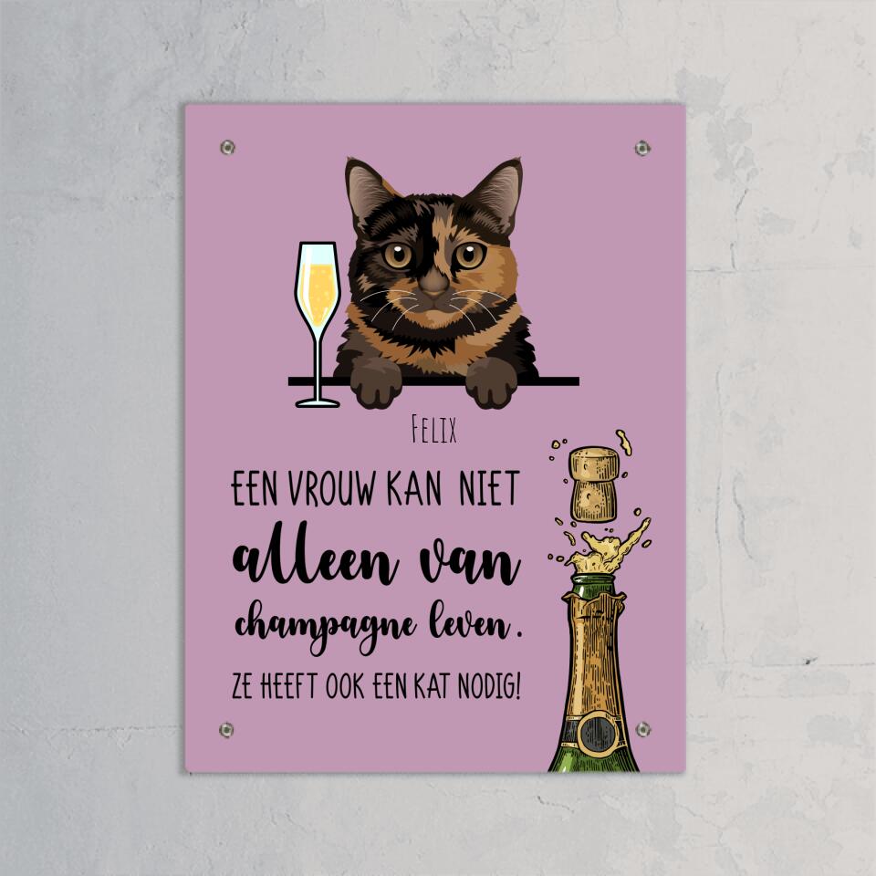 Champagne & Miau - Gepersonaliseerde deurbord