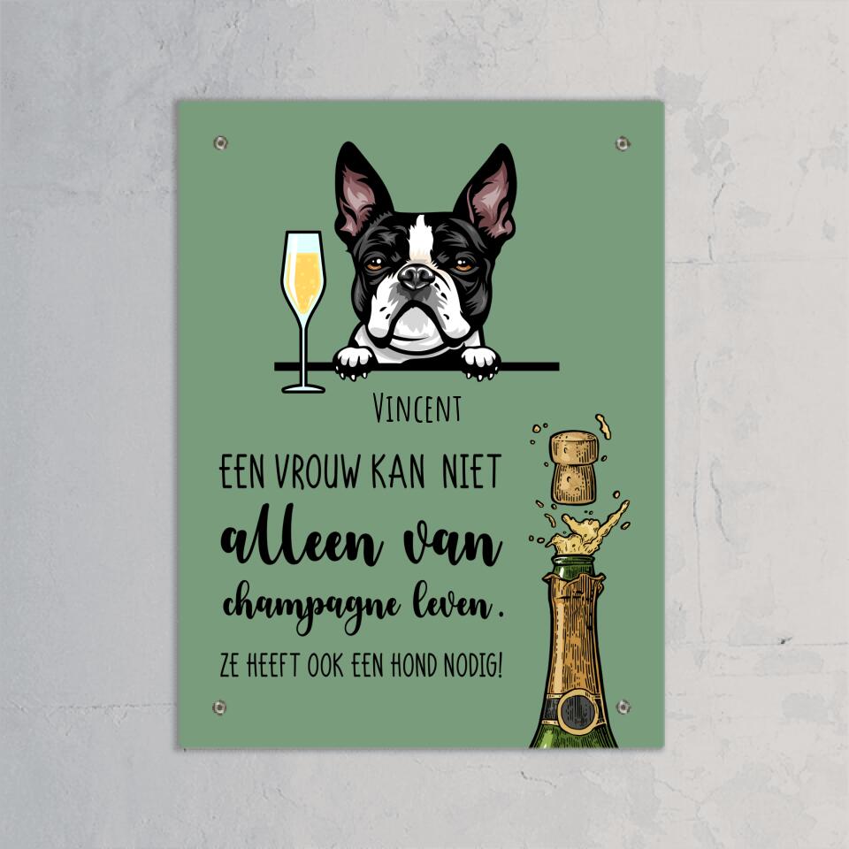 Champagne & Wuf - Gepersonaliseerde deurbord