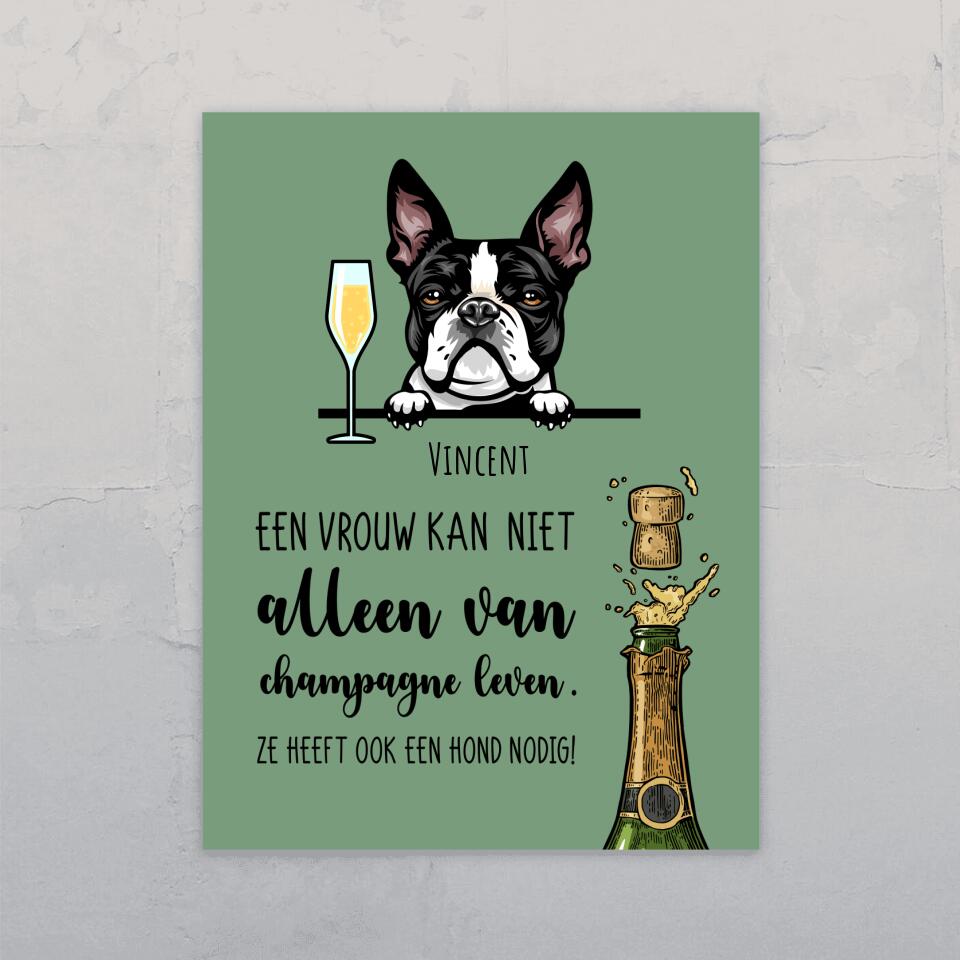 Champagne & Wuf - Gepersonaliseerde deurbord