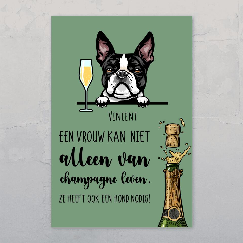 Champagne & Wuf - Gepersonaliseerde deurbord