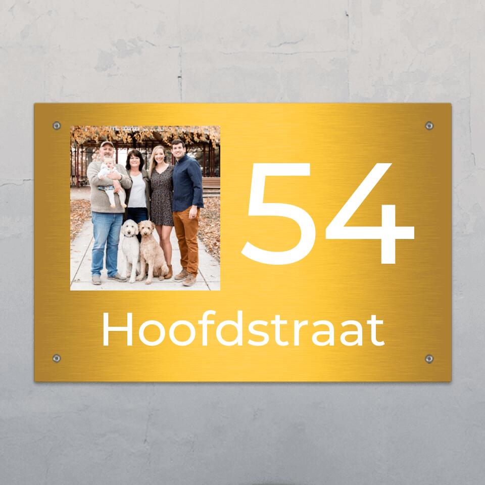 Foto en huisnummer - Gepersonaliseerd deurbord