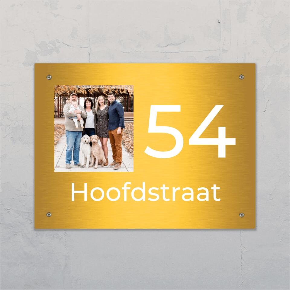 Foto en huisnummer - Gepersonaliseerd deurbord