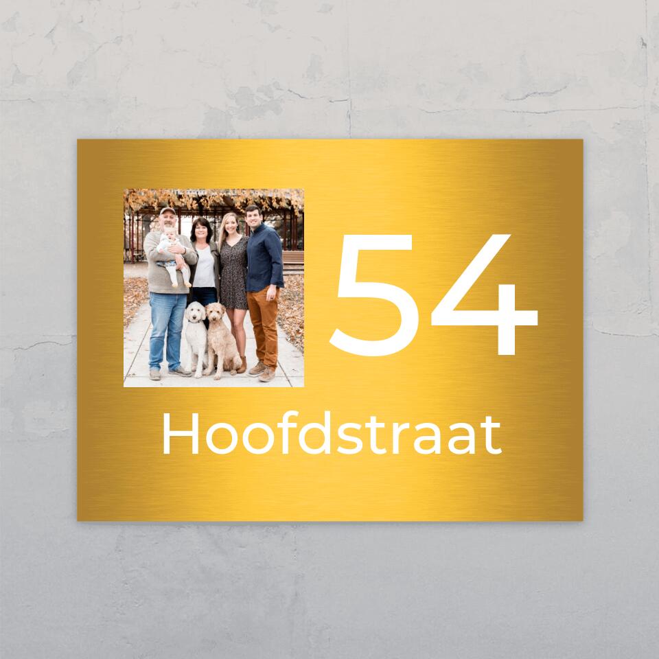 Foto en huisnummer - Gepersonaliseerd deurbord