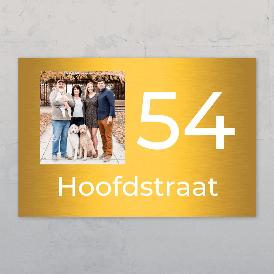 Foto en huisnummer - Gepersonaliseerd deurbord