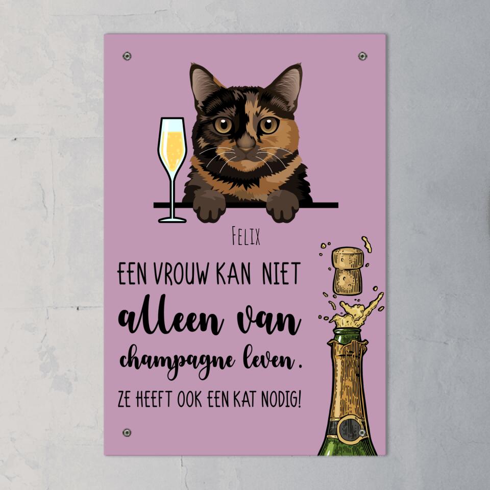 Champagne & Miau - Gepersonaliseerde deurbord