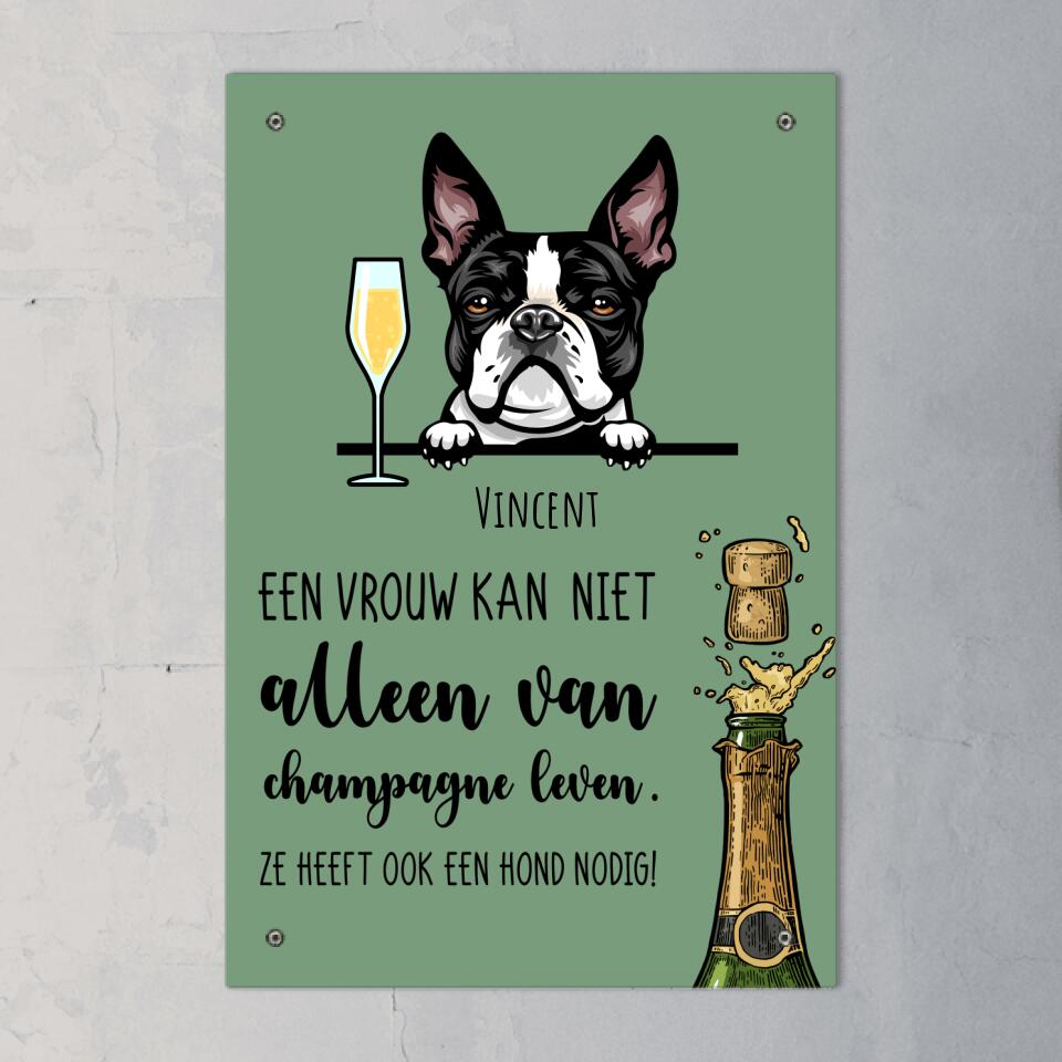 Champagne & Wuf - Gepersonaliseerde deurbord
