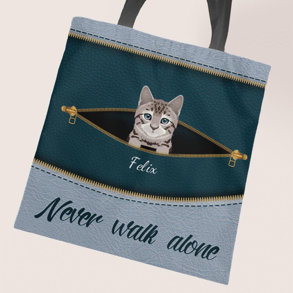 Never walk alone lederlook katten - Gepersonaliseerde draagtas