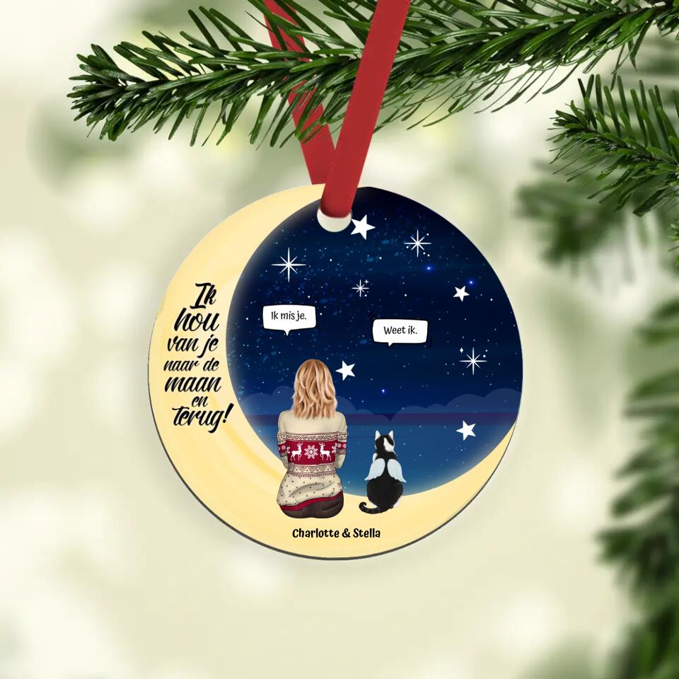Tot de maan met kat - Gepersonaliseerde Ornament