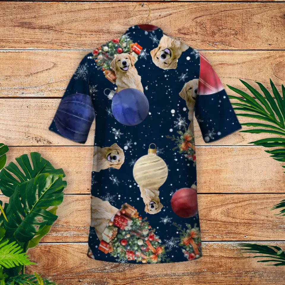 Foto met kerstpatroon - Gepersonaliseerd Hawaiiaans hemd