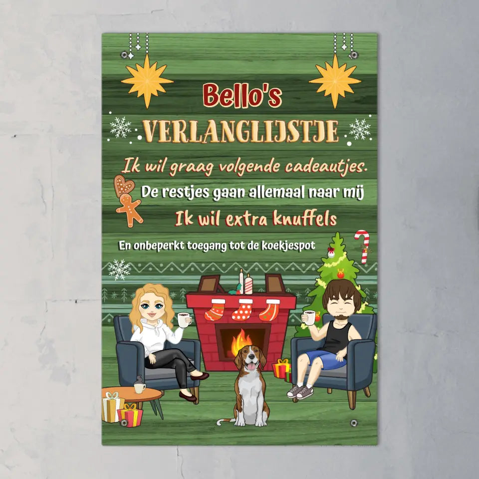Dierenverlanglijstje Paar - Gepersonaliseerde Deurbord