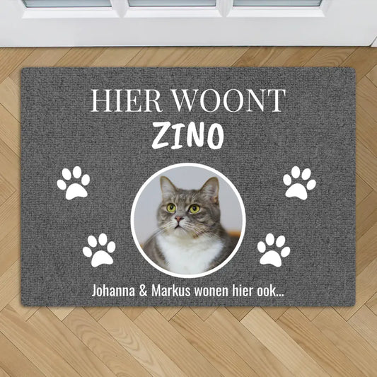 Gepersonaliseerde huisdier deurmat - Hier woont
