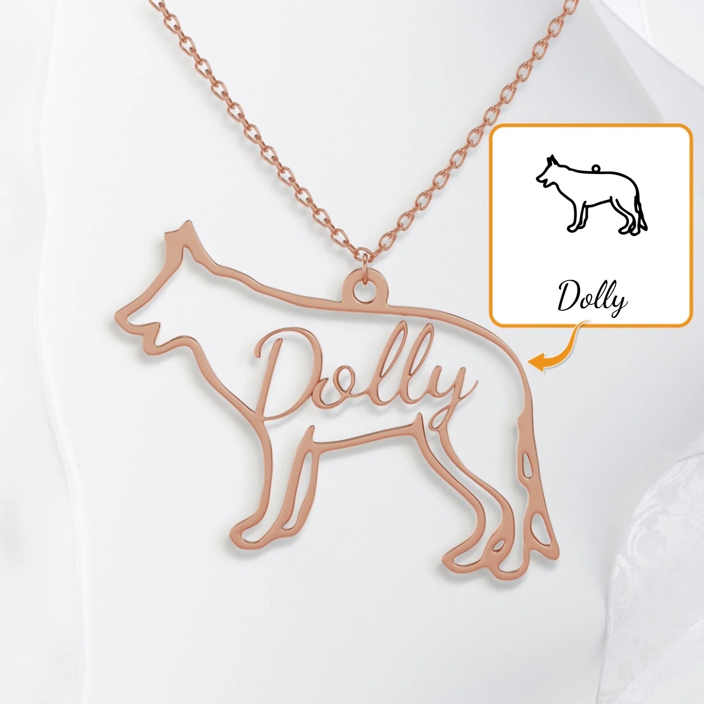 Hond silhouet - Gepersonaliseerde ketting