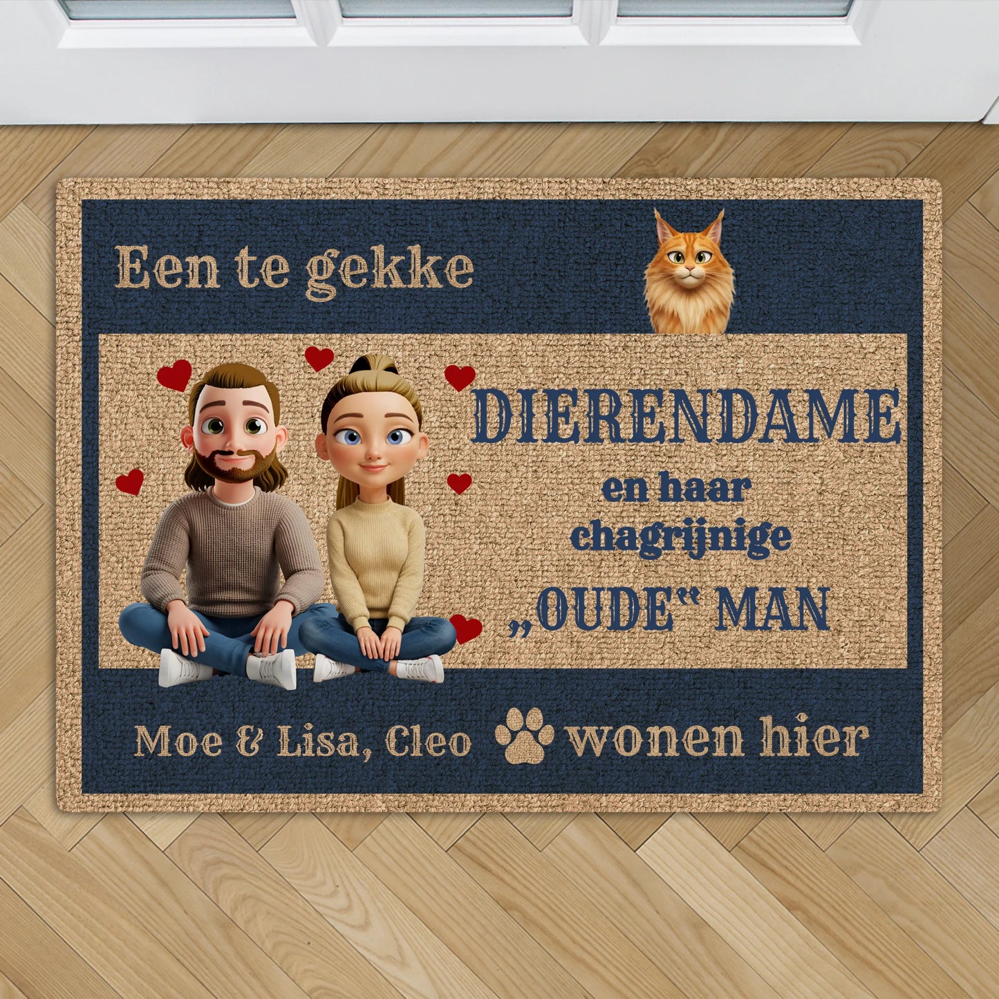 De dierendame en haar man - Gepersonaliseerde deurmat