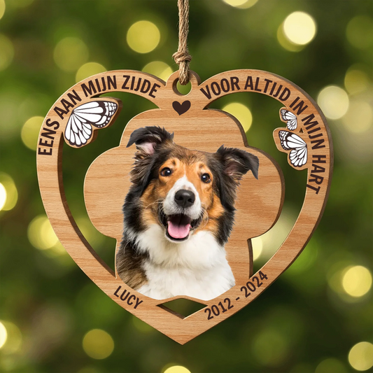 Voor altijd in het hart - Gepersonaliseerde houten ornament