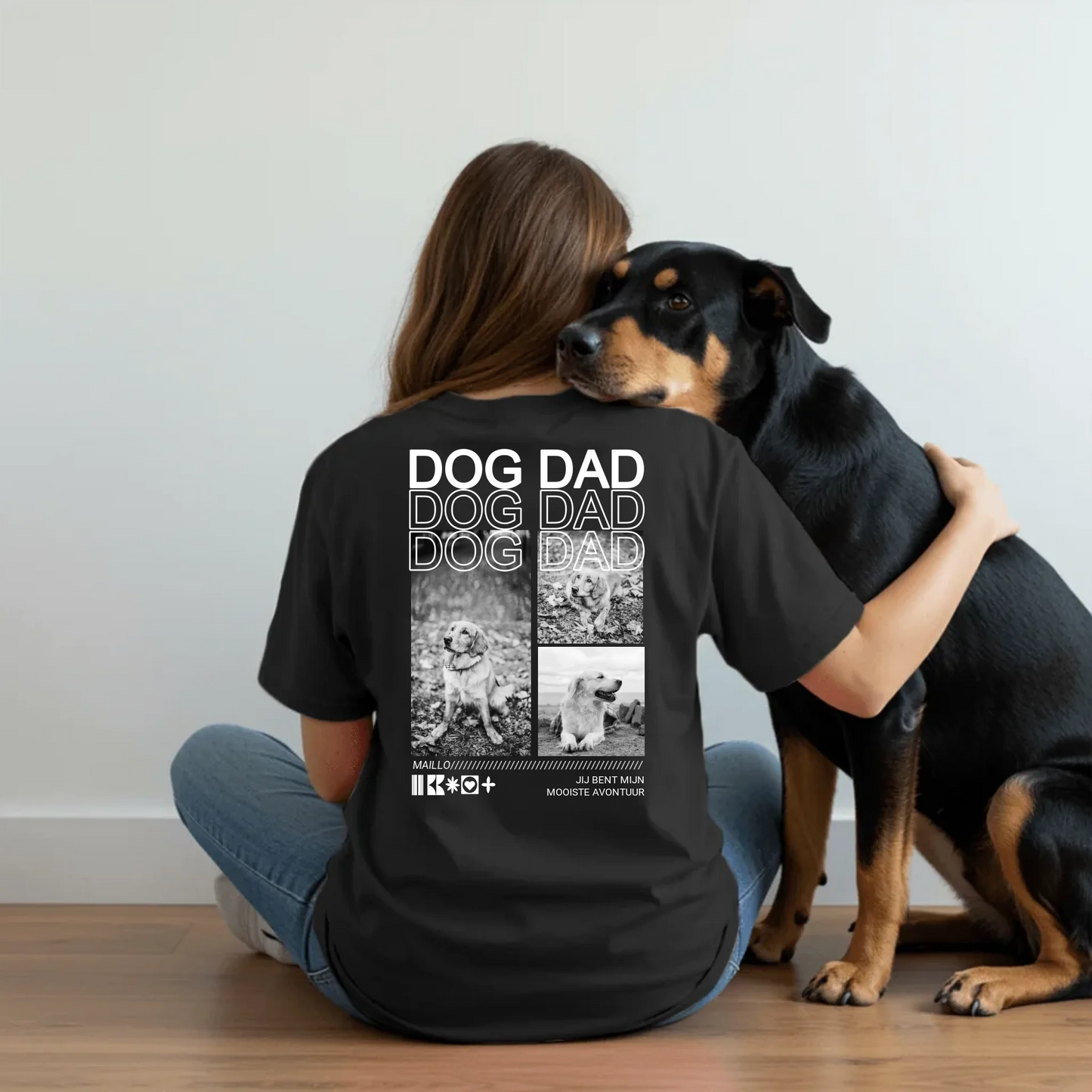 Woman sitting with dog - Black-min