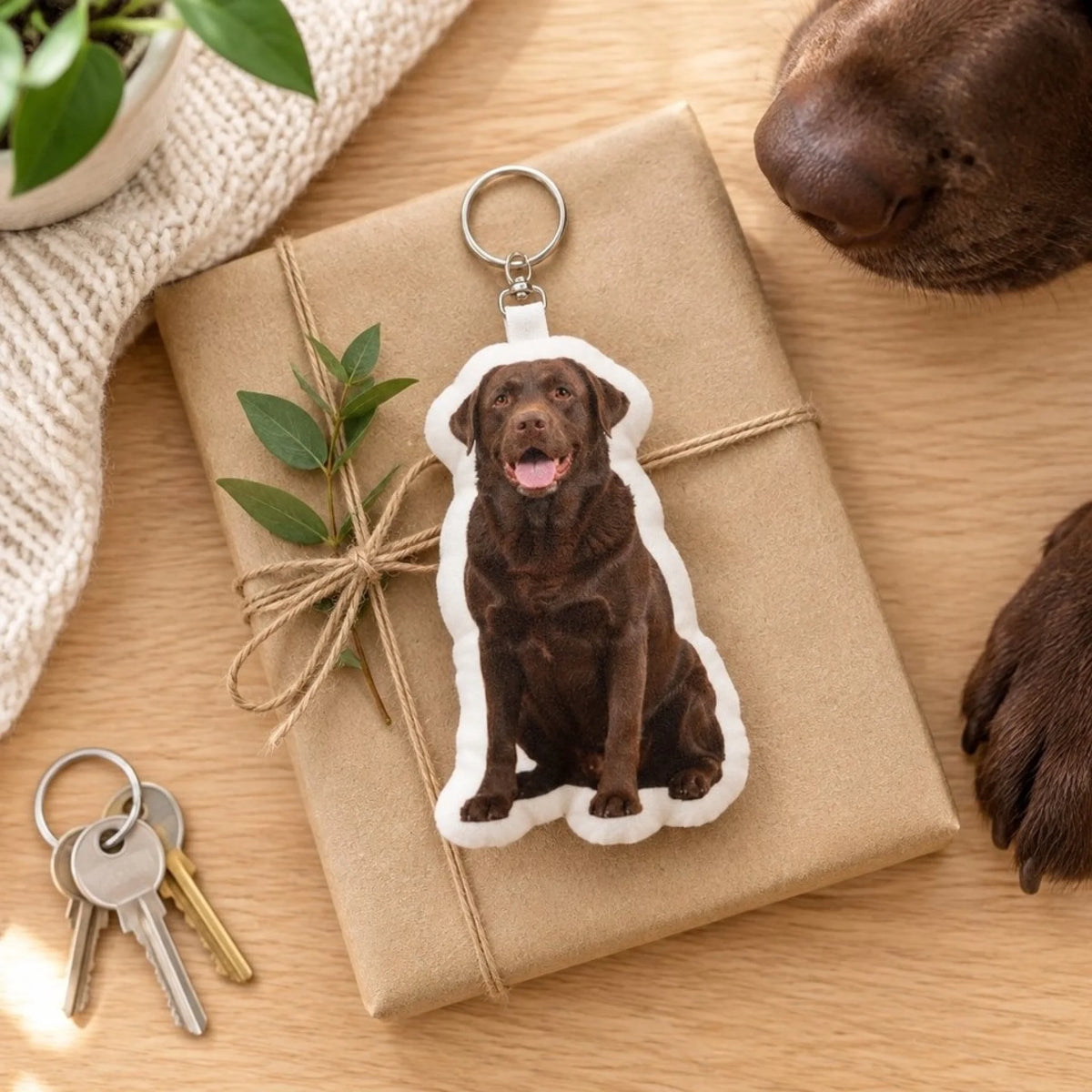 Gepersonaliseerde gevormde sleutelhanger – Jouw foto met je hond - als cadeau - Pet Printed