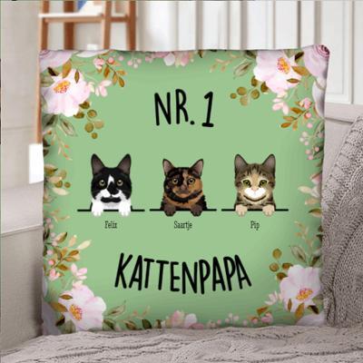 No. 1 Kattenpapa - Gepersonaliseerde kussen