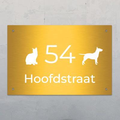 Hond & kat met huisnummer - Gepersonaliseerd deurbord