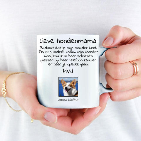 Lieve honden mama met foto - Gepersonaliseerde mok - Featured Image