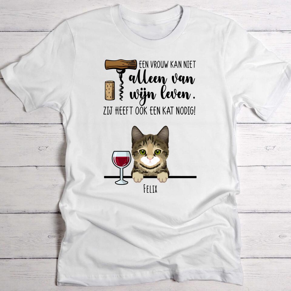 Wijn & Miauw - Gepersonaliseerde T-Shirt