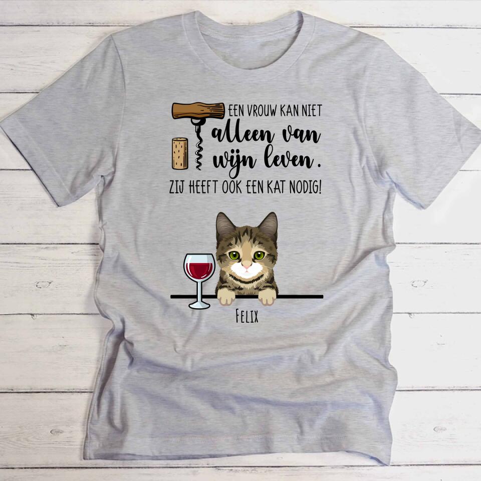 Wijn & Miauw - Gepersonaliseerde T-Shirt