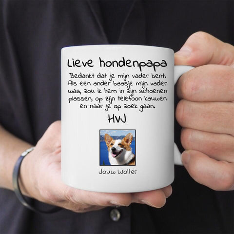 Lieve honden papa met foto - Gepersonaliseerde mok - Featured Image