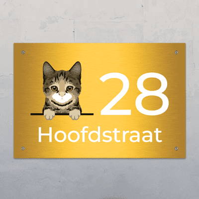 Spionerende katten en huisnummer - Gepersonaliseerd deurbord
