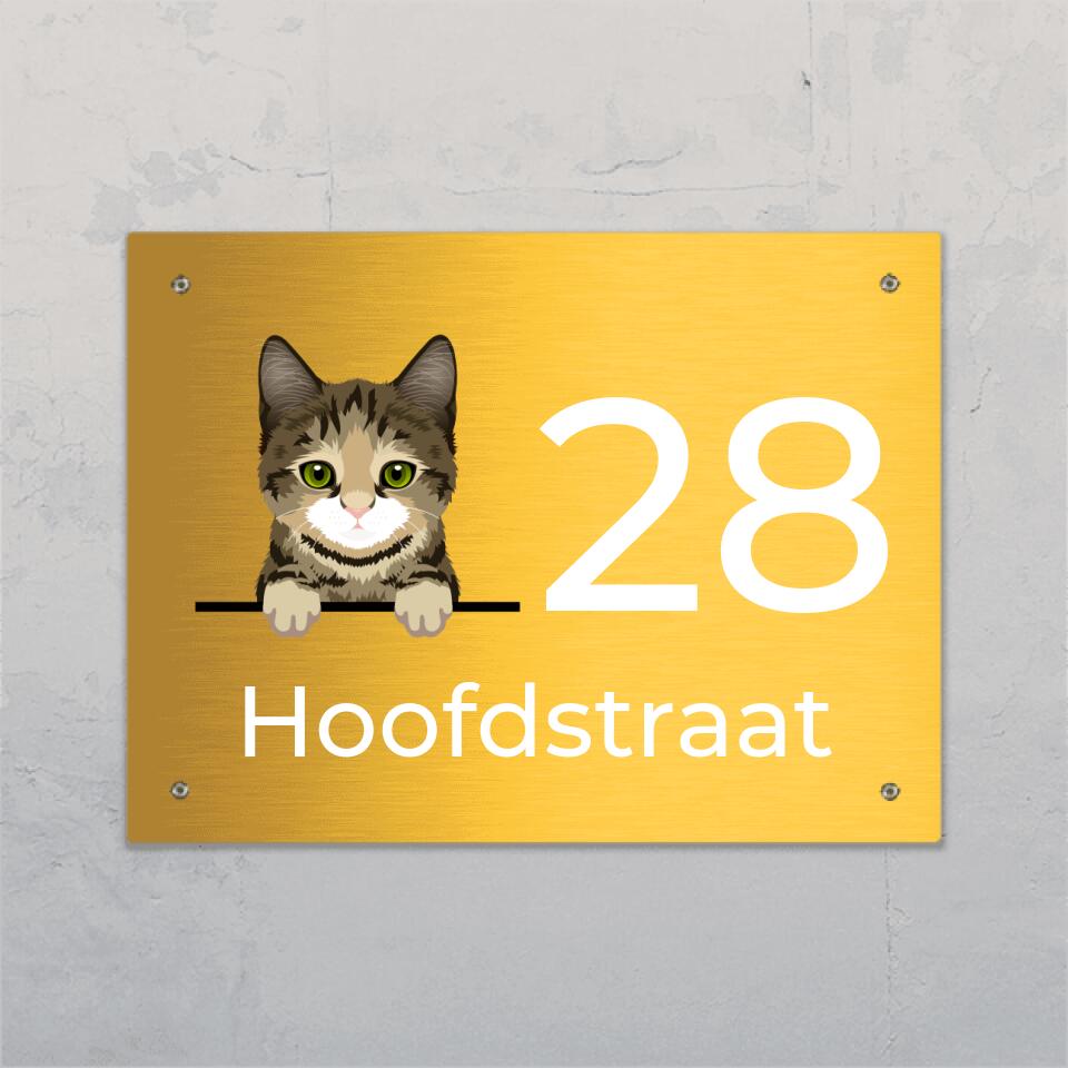 Spionerende katten en huisnummer - Gepersonaliseerd deurbord