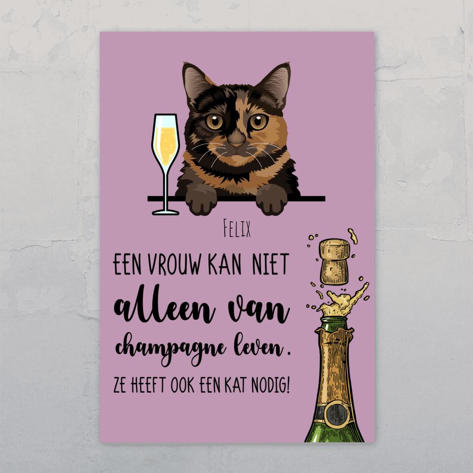 Champagne & Miau - Gepersonaliseerde deurbord