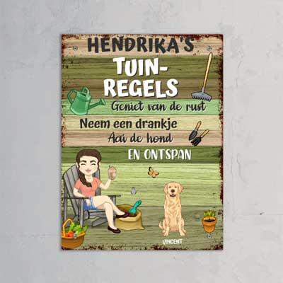 Tuinregels met hond - Gepersonaliseerd tuinbordje