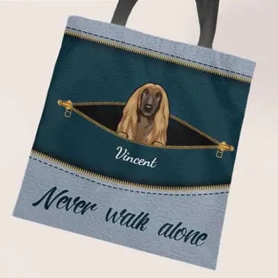 Never walk alone lederlook honden - Gepersonaliseerde draagtas