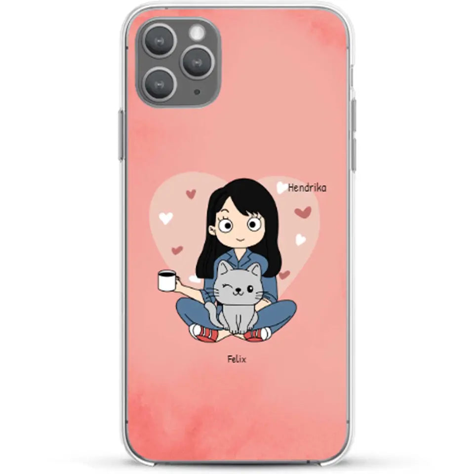 Cartoon katten mama - Gepersonaliseerd telefoonhoesje