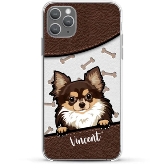 Hond lederen look - Gepersonaliseerd telefoonhoesje