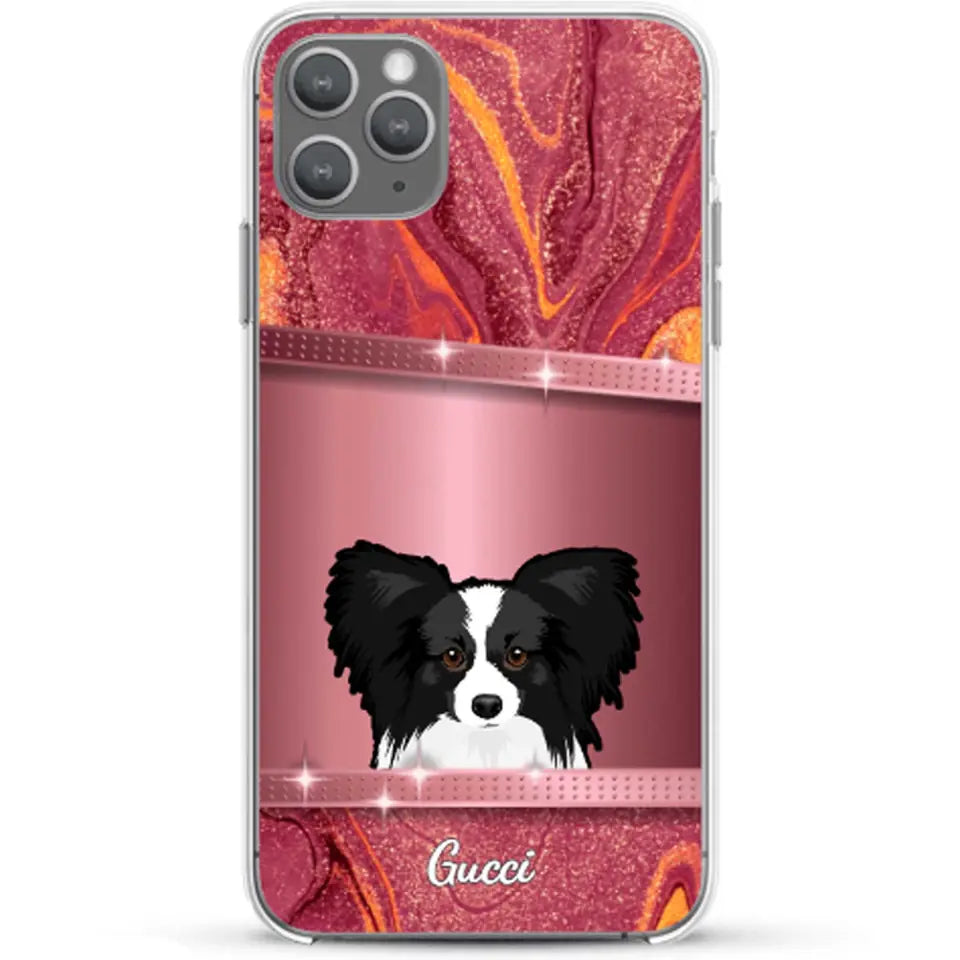 Spionerende Honden glitter - Gepersonaliseerd telefoonhoesje