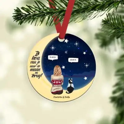 Tot de maan met kat - Gepersonaliseerde Ornament - Featured Image