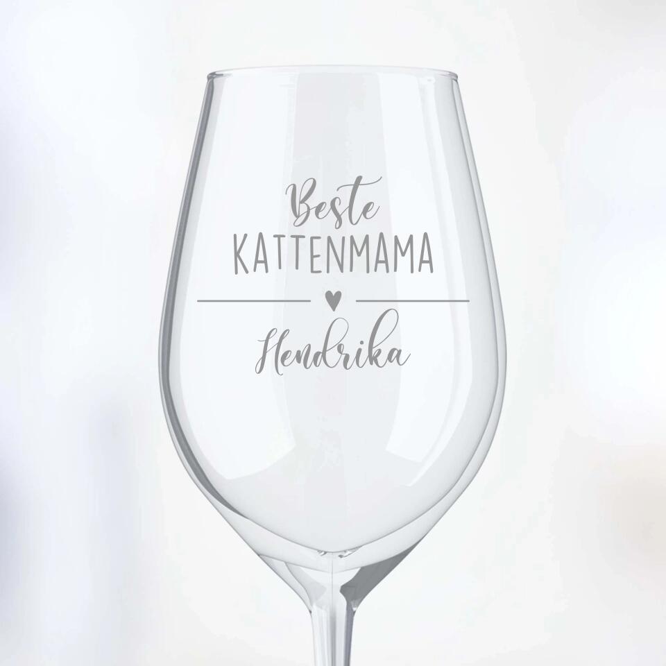 Beste Kattenmama -Gepersonaliseerde wijnglas