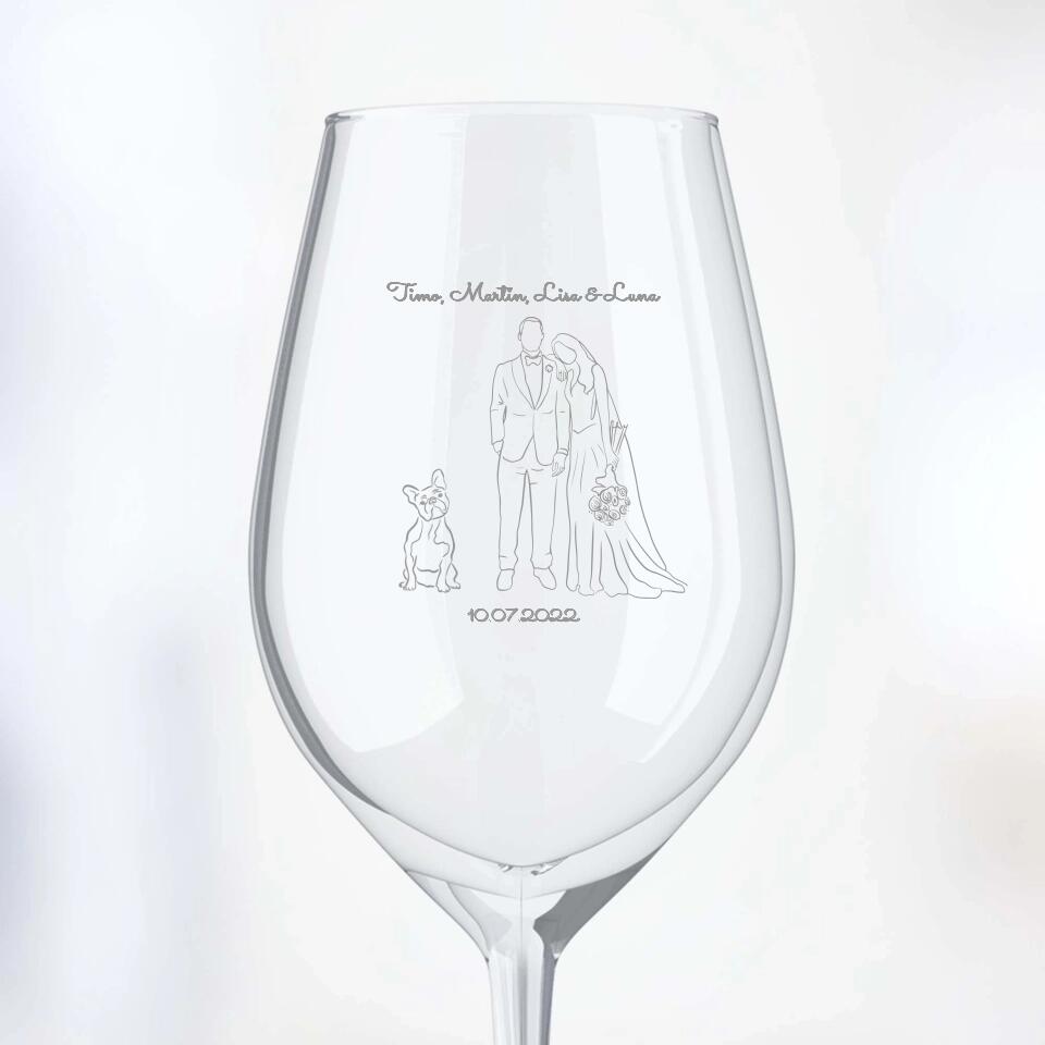Bruiloft met pluisneuzen - Gepersonaliseerde wijnglas
