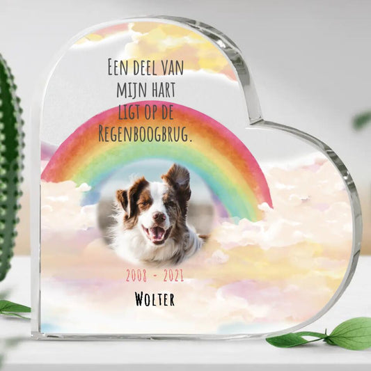 Jouw foto met regenboog - Gepersonaliseerd glazen hart