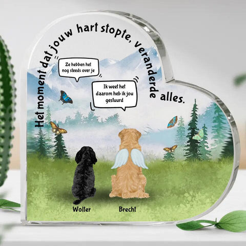 Het moment onder honden - Gepersonaliseerd glazen hart - Featured Image