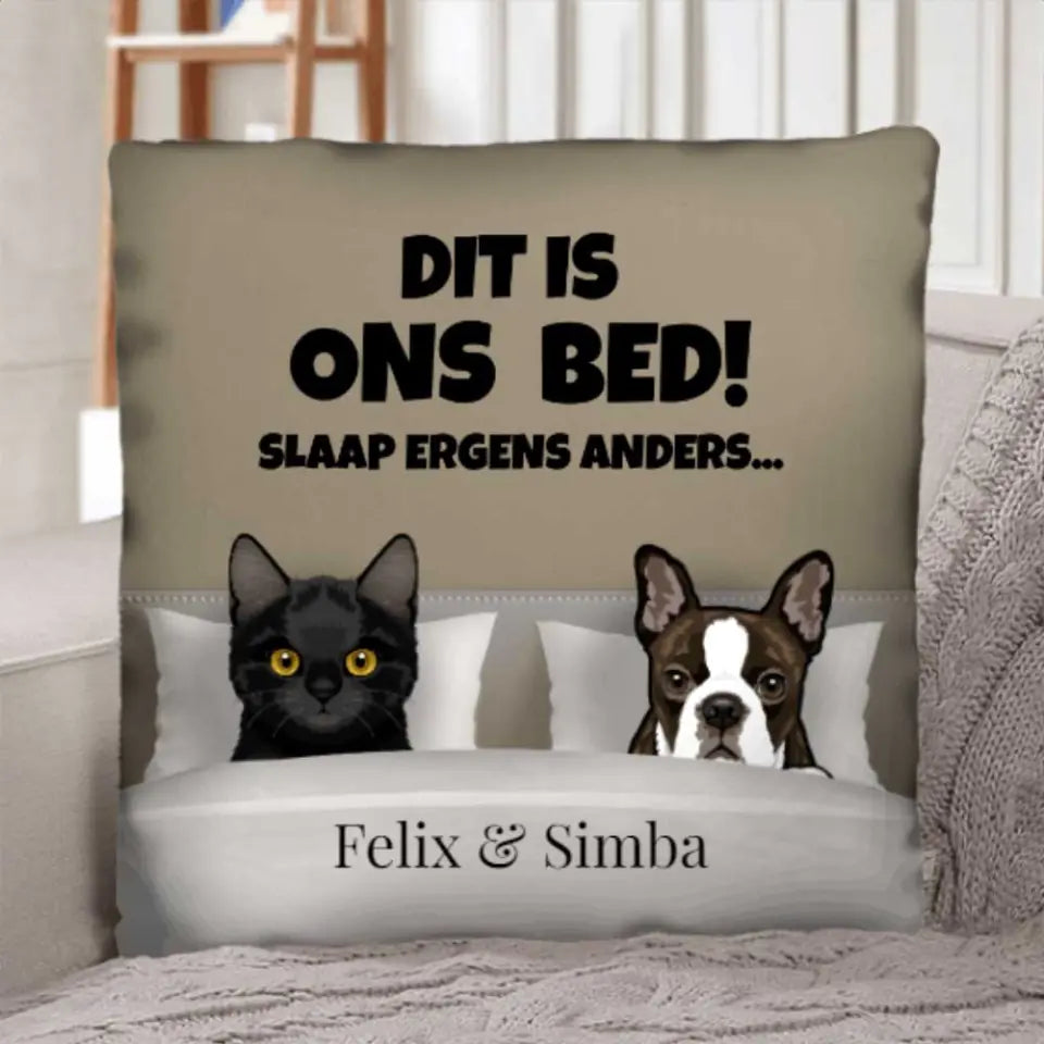 Ons bed (honden & katten) - Gepersonaliseerde kussen