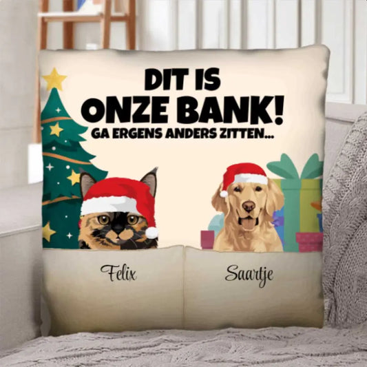 Kerstmis pluisneuzen bank - Gepersonaliseerde Kussen