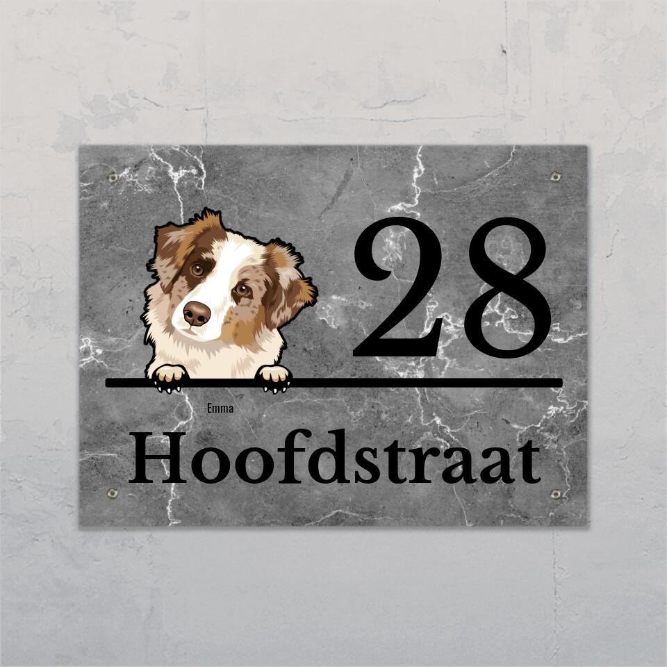 Huisnummer met marmerlook - Gepersonaliseerd deurbordje