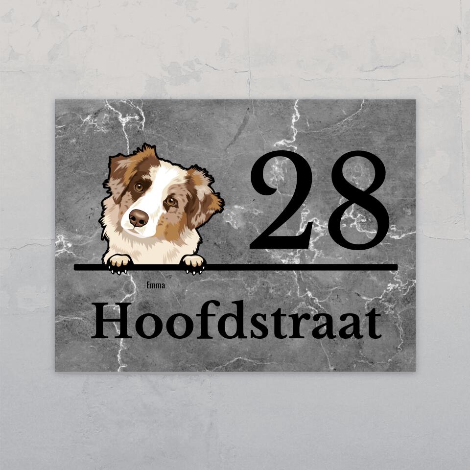 Huisnummer met marmerlook - Gepersonaliseerd deurbordje