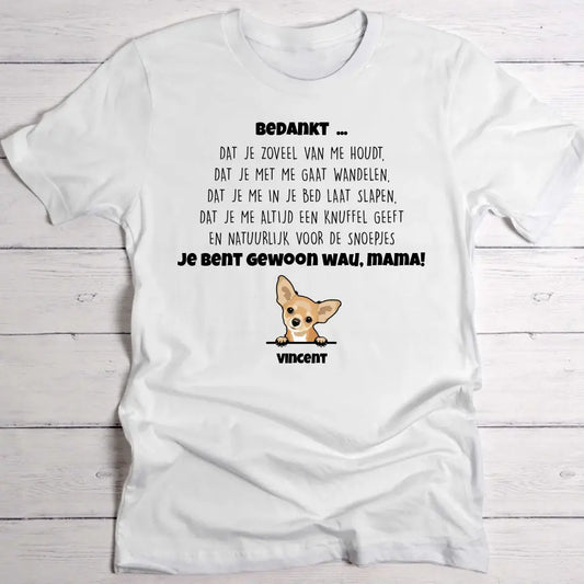 Bedankt hondenmama - Gepersonaliseerde T-Shirt