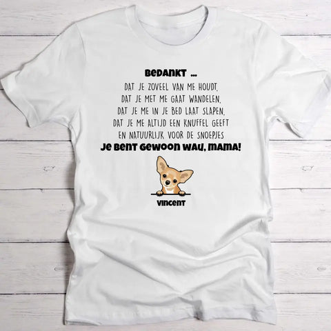 Bedankt hondenmama - Gepersonaliseerde T-Shirt - Featured Image