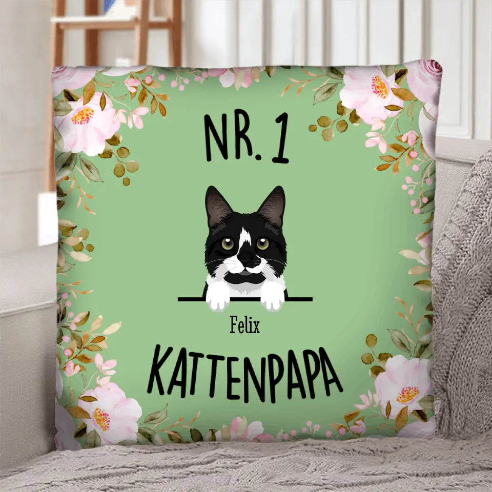 No. 1 Kattenpapa - Gepersonaliseerde kussen